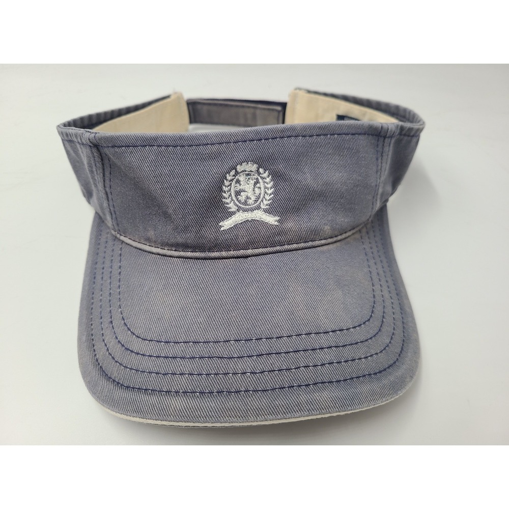 Tommy Hilfiger Crest Distressed Sun Golf Visor Adjustable Hat Cap Men Women Blue